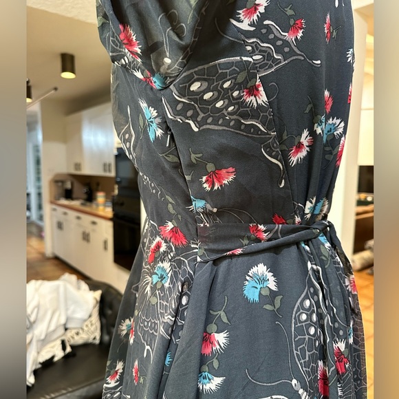 Free People Gray Floral Dress Sz 10 - Picture 6 of 9